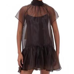 NEW JONATHAN SIMKHAI beaux tiered mini dress in chocolate